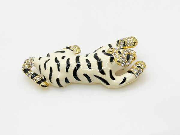 Statement White Tiger Vintage Brooch