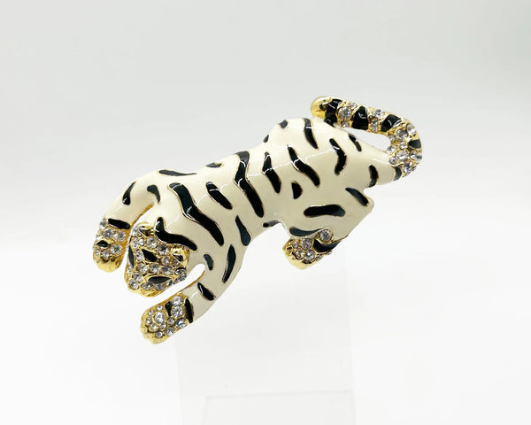 Statement White Tiger Vintage Brooch