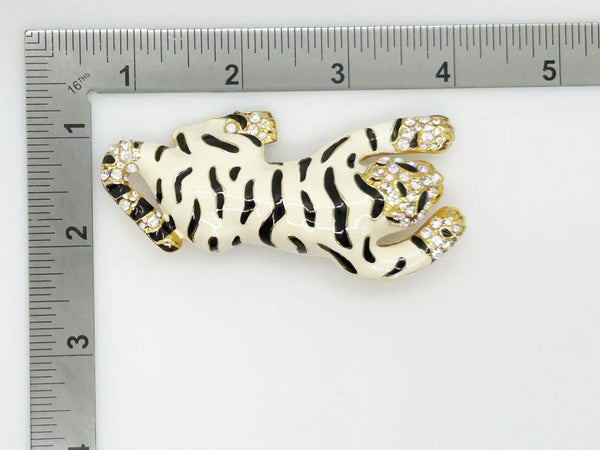 Statement White Tiger Vintage Brooch