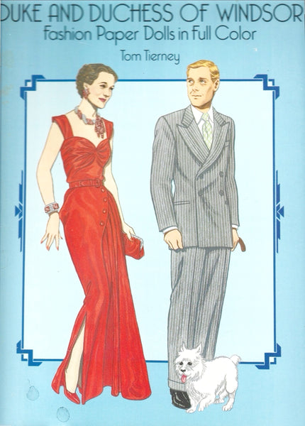 Book cover of 'Duke and Duchess of Windsor Fashion Paper Dolls' with illustrations of a woman in a red dress and a man in a suit.