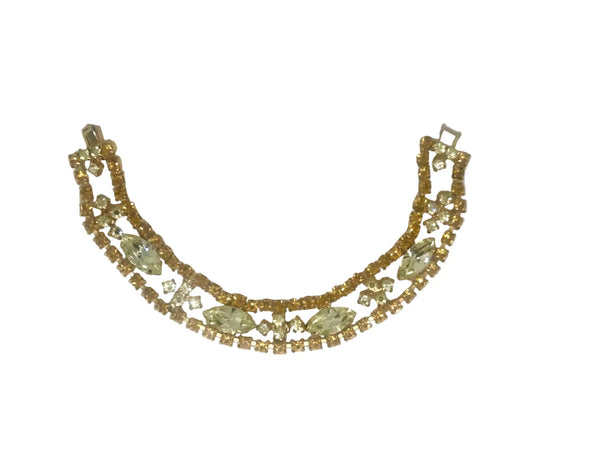 Showstopper Vintage Golden Rhinestone Parure Free Shipping