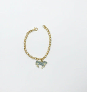 Adorable Vintage Bracelet with Gray Enamel Horse Charm - Lamoree’s Vintage