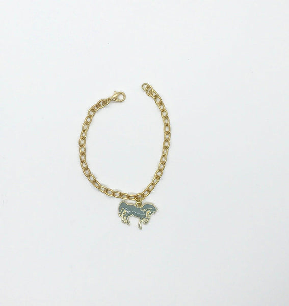 Adorable Vintage Bracelet with Gray Enamel Horse Charm - Lamoree’s Vintage