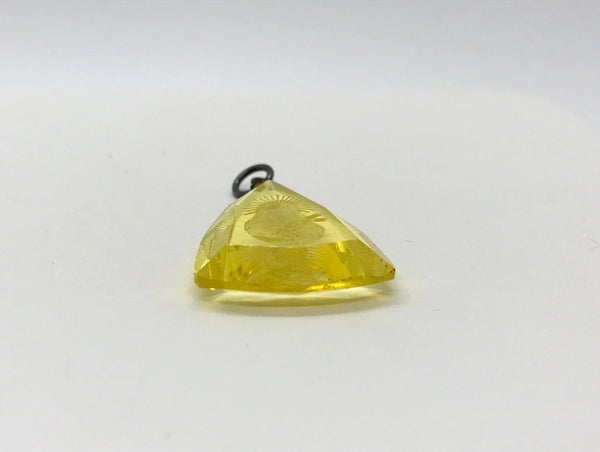 Antique Sunshine Yellow Art Glass Intaglio Madonna Pendant - Lamoree’s Vintage