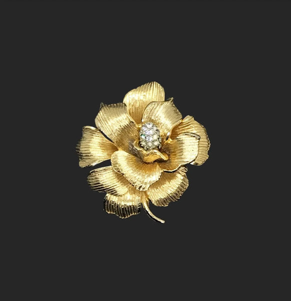 Beautifully Detailed Vintage Floral Brooch with Textured Petals - Lamoree’s Vintage