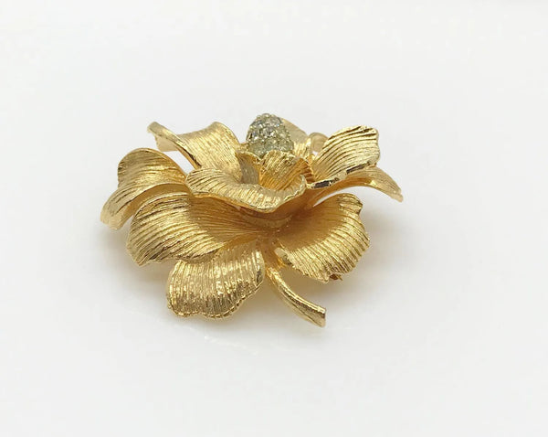 Beautifully Detailed Vintage Floral Brooch with Textured Petals - Lamoree’s Vintage