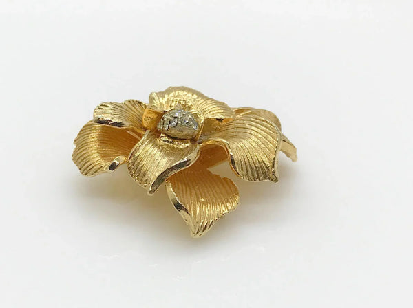 Beautifully Detailed Vintage Floral Brooch with Textured Petals - Lamoree’s Vintage