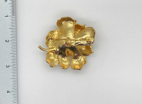 Beautifully Detailed Vintage Floral Brooch with Textured Petals - Lamoree’s Vintage