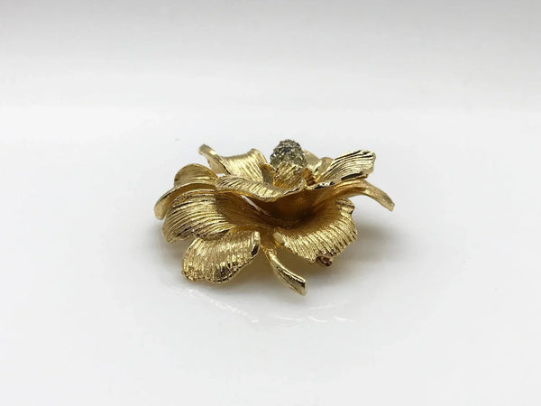 Beautifully Detailed Vintage Floral Brooch with Textured Petals - Lamoree’s Vintage