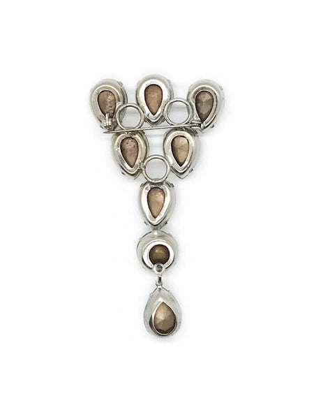 Bold 1980s Vintage Brooch with Huge Pear Shaped Rhinestones - Lamoree’s Vintage
