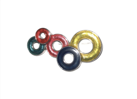 Cool Vintage Enamel Brooch of Multicolored Circles - Lamoree’s Vintage