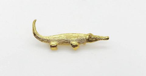 Cute Golden Crocodile Brooch - Lamoree’s Vintage