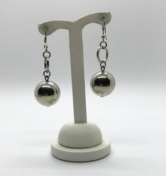 Dangling Silver Ball Vintage Pierced Earrings - Lamoree’s Vintage