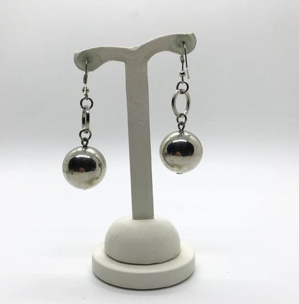Dangling Silver Ball Vintage Pierced Earrings - Lamoree’s Vintage