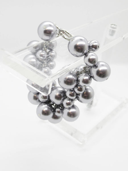 Dramatic Rich Gray Faux Pearls Cluster Ball Bracelet - Lamoree’s Vintage