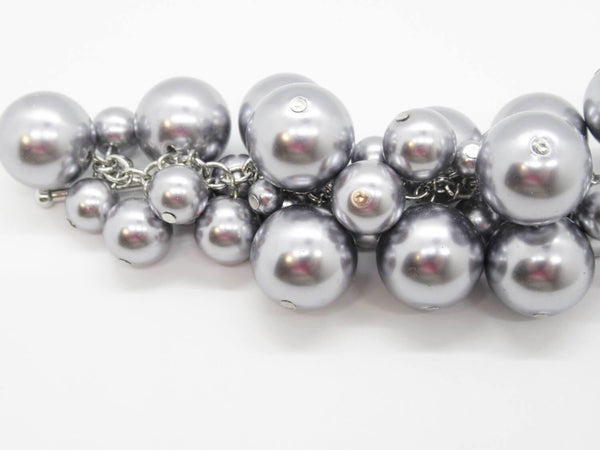 Dramatic Rich Gray Faux Pearls Cluster Ball Bracelet - Lamoree’s Vintage