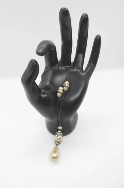 Estate Faux Pearl And Crystal Drop Necklace - Lamoree’s Vintage
