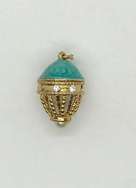 Exquisite Egg Pendant in Teal Enamel - Lamoree’s Vintage