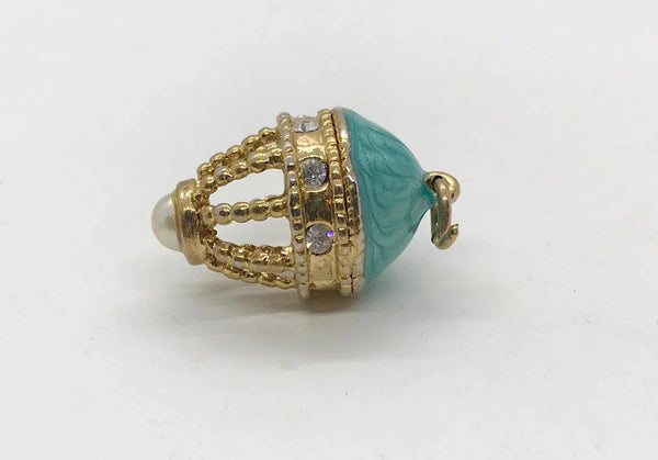 Exquisite Egg Pendant in Teal Enamel - Lamoree’s Vintage
