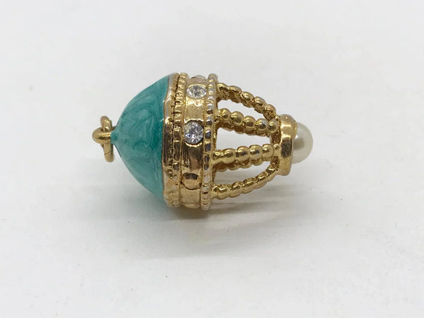 Exquisite Egg Pendant in Teal Enamel - Lamoree’s Vintage