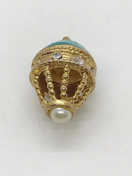 Exquisite Egg Pendant in Teal Enamel - Lamoree’s Vintage