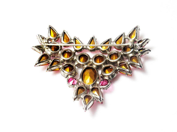 Fantastic Hot Pink and Red Heart Vintage Rhinestone Brooch - Lamoree’s Vintage