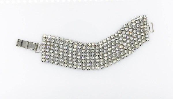 Glimmering and Glittering Eight Row Vintage Rhinestone Bracelet - Lamoree’s Vintage