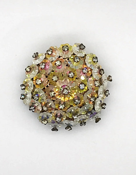 Glorious Iridescent Stones Round Vintage Brooch - Lamoree’s Vintage