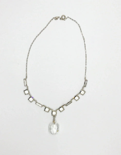 Magnificent Sterling and Crystal Crystal Drop Necklace - Lamoree’s Vintage