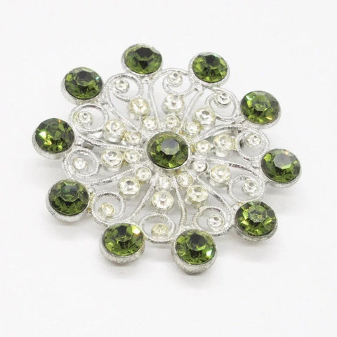 Olivine Edwardian Inspired Rhinestone Vintage Brooch - Lamoree’s Vintage