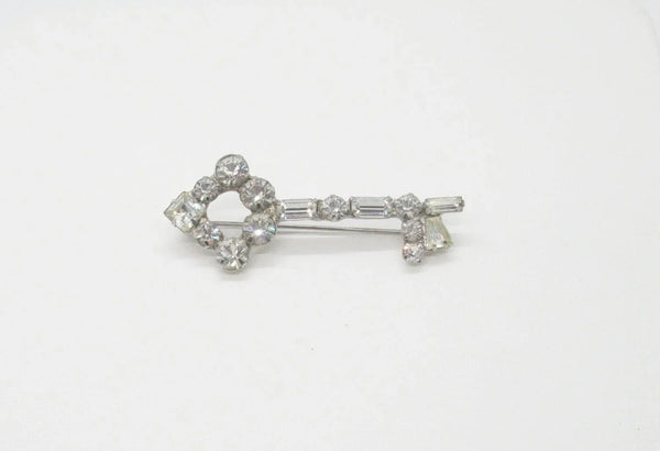 Sparkling Vintage Rhinestone Key Brooch - Lamoree’s Vintage