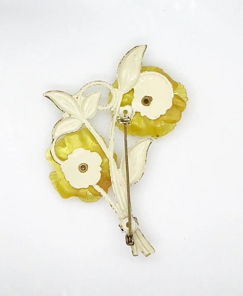 Unusual Vintage Plastic Blooms Flower Brooch - Lamoree’s Vintage