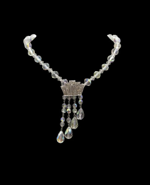 Vintage Aurora Borealis Necklace with Sparkling Detachable Drop Enhancer - Lamoree’s Vintage