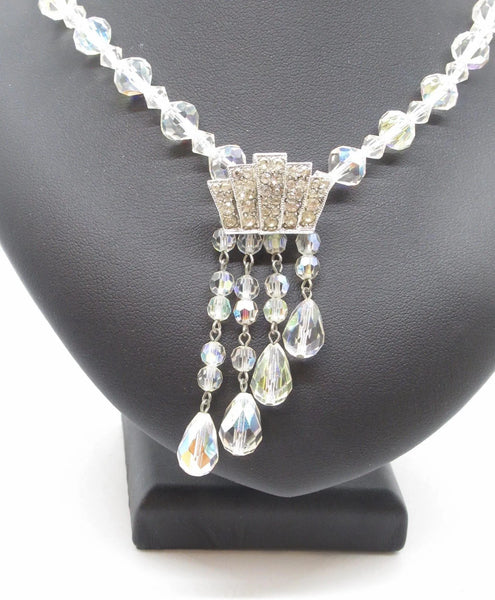 Vintage Aurora Borealis Necklace with Sparkling Detachable Drop Enhancer - Lamoree’s Vintage