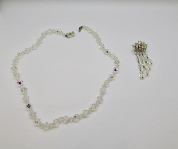 Vintage Aurora Borealis Necklace with Sparkling Detachable Drop Enhancer - Lamoree’s Vintage
