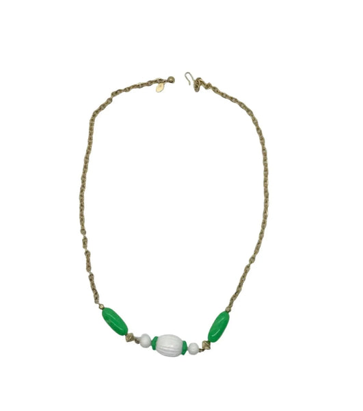 Vintage Avon "Come Summer" Necklace with Green and White Beads (1975) - Lamoree’s Vintage