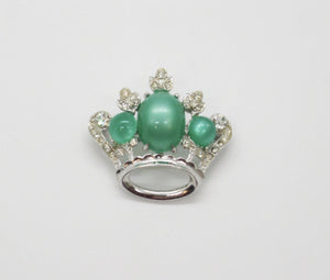 Vintage Coro Mint Green Moonglow Crown Brooch - Lamoree’s Vintage