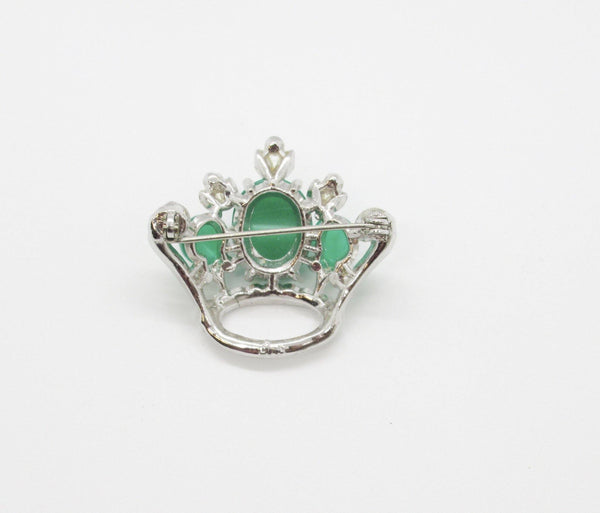 Vintage Coro Mint Green Moonglow Crown Brooch - Lamoree’s Vintage