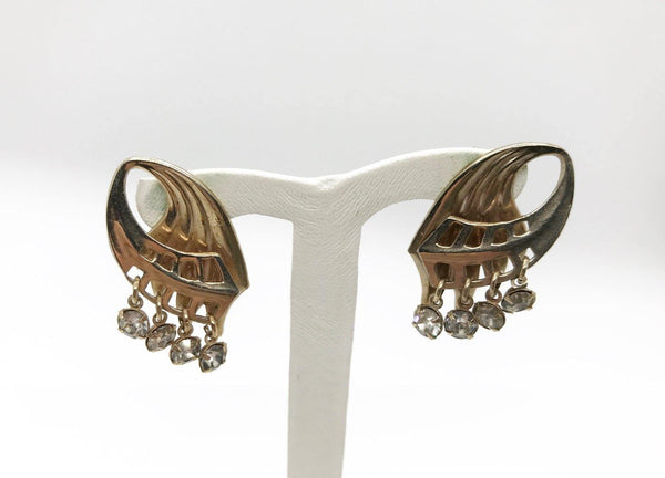 Vintage Fan Earrings with Sparkling Drops - Lamoree’s Vintage