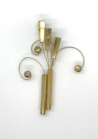 Vintage Gold Tone Stylized Bouquet Brooch - Lamoree’s Vintage