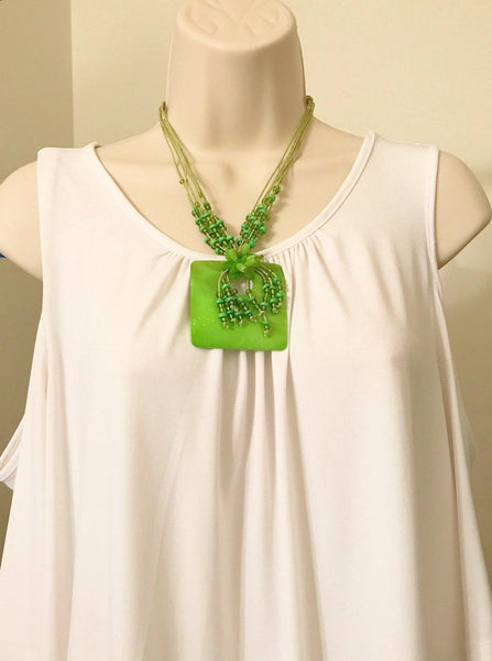 Vintage Green Bead Statement Necklace - Lamoree’s Vintage