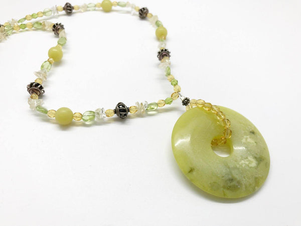 Vintage Green Jade Pendant on Beaded Necklace - Lamoree’s Vintage