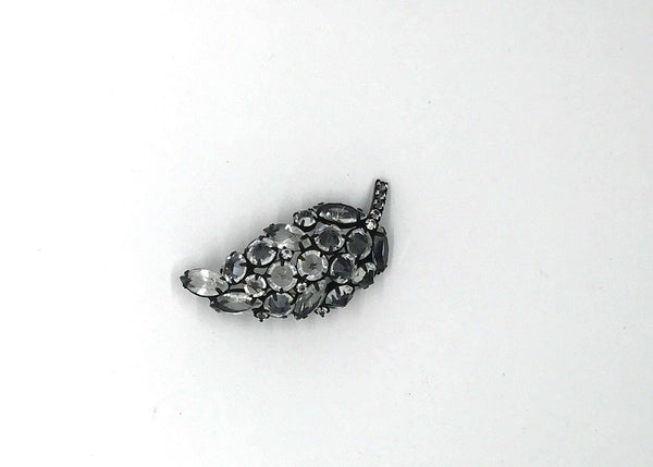 Vintage Inverted Crystal Leaf Japanned Pin - Lamoree’s Vintage