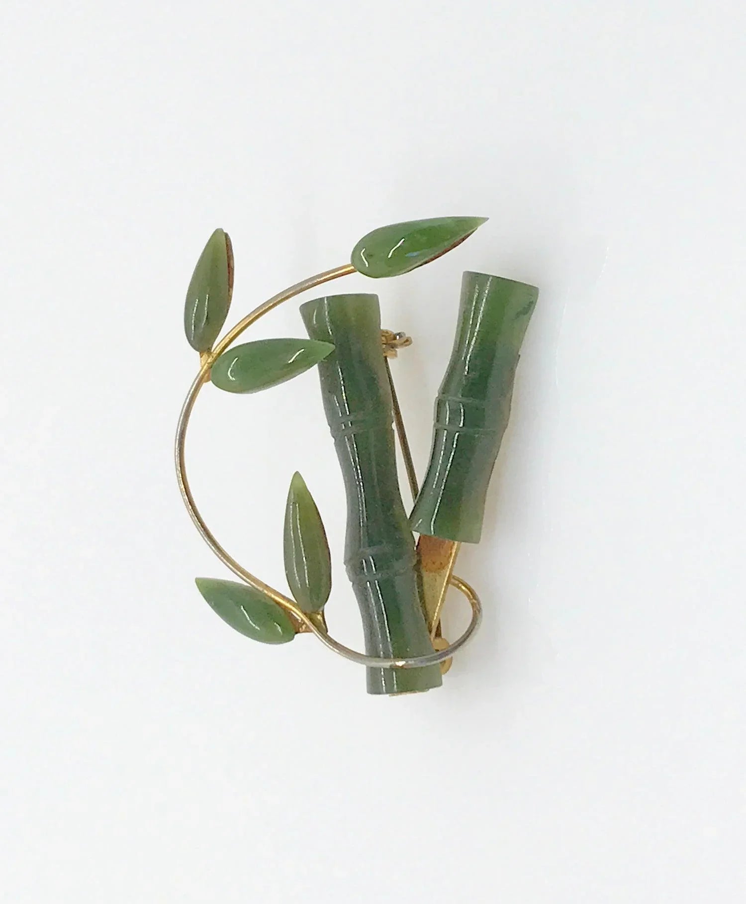 Vintage Jade Green Bamboo Brooch - Lamoree’s Vintage