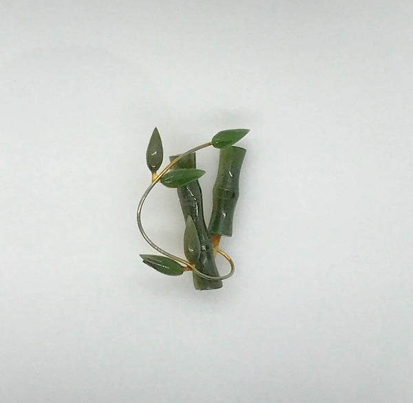 Vintage Jade Green Bamboo Brooch - Lamoree’s Vintage