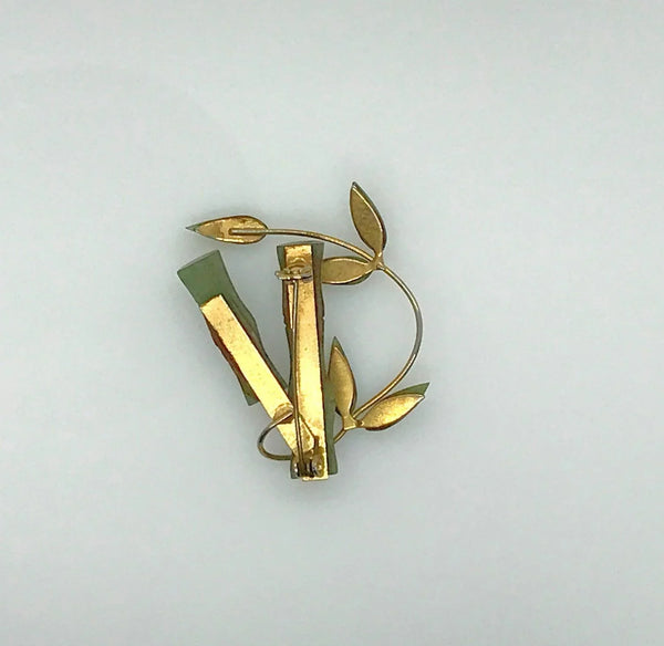 Vintage Jade Green Bamboo Brooch - Lamoree’s Vintage