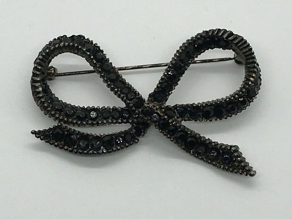 Vintage Japanned Black Ribbon Bow Brooch - Lamoree’s Vintage