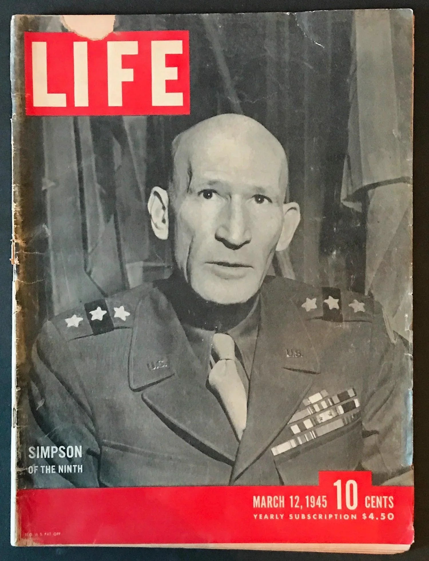Vintage Life Magazine, March 12, 1945 General Simpson - Lamoree’s Vintage