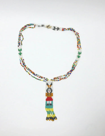 Vintage Native American Glass Seed Beaded Fringed Tassel Necklace (3) - Lamoree’s Vintage