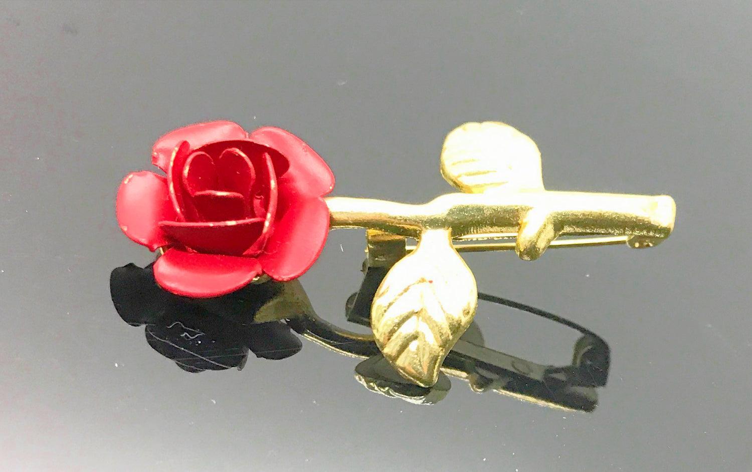 Vintage Open Red Rose Brooch - Lamoree’s Vintage